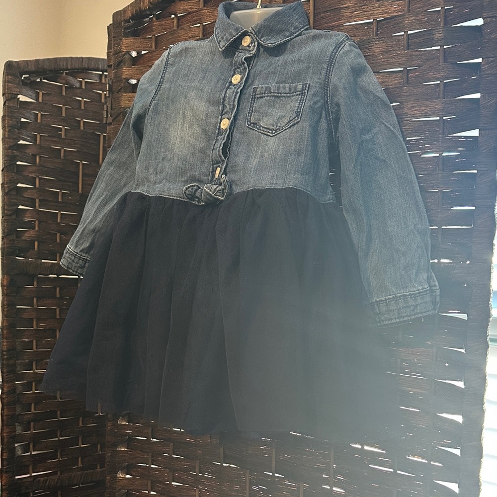 Denim and Black Tulle Kids Jacket